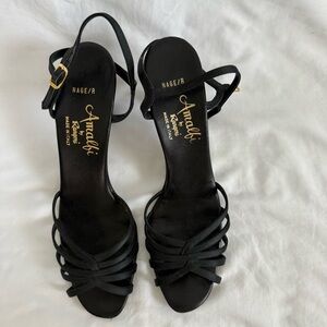Amalfi by Rangoni Black Strappy Ankle-Heel Sandals